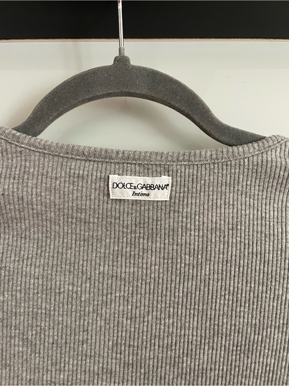 Dolce & Gabbana Gray Ribbed Crew Neck Tshirt